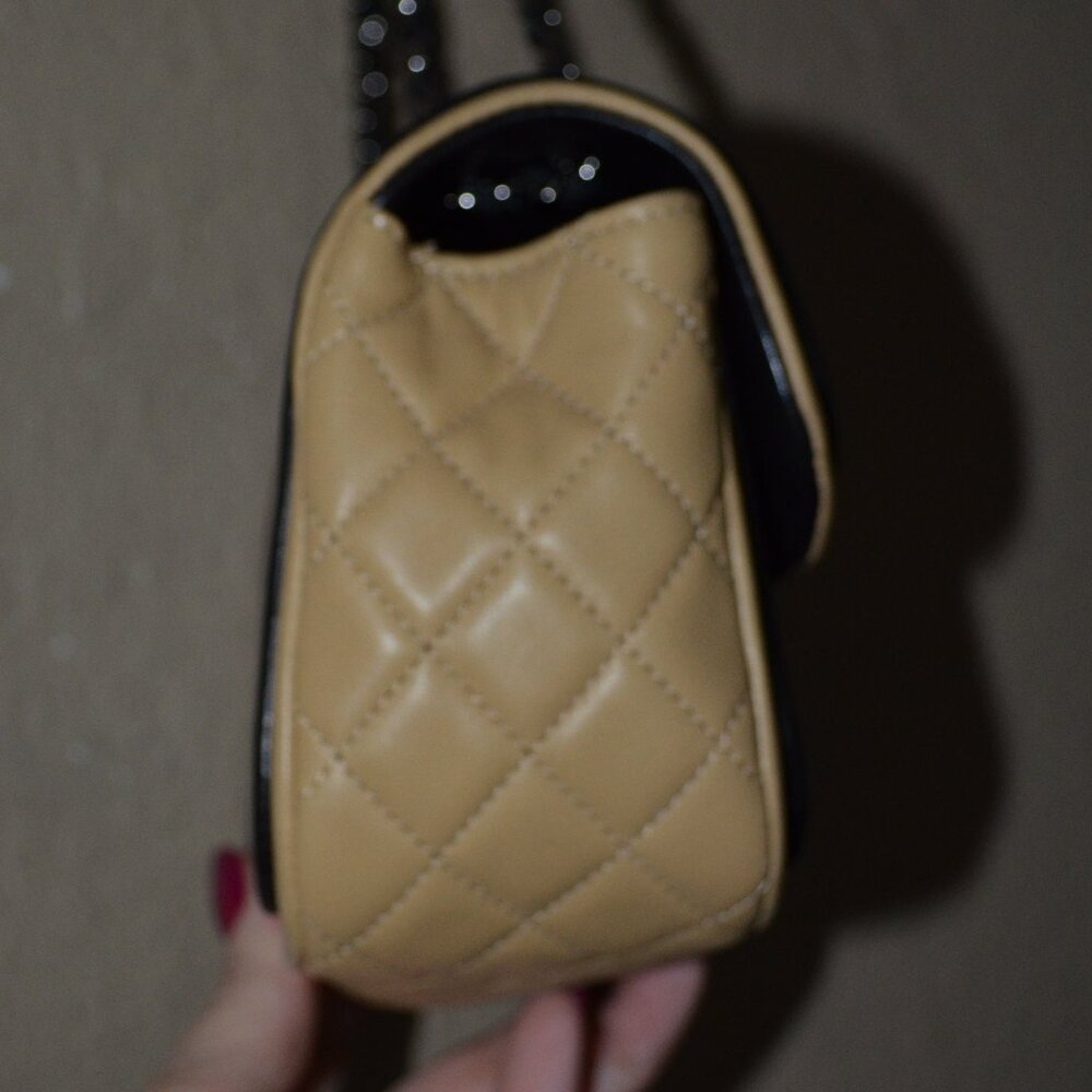 Chanel Black Small Tan Two Tone Flap Chain Strap Crossbody Shoulder Handbag - Picture 5 of 13